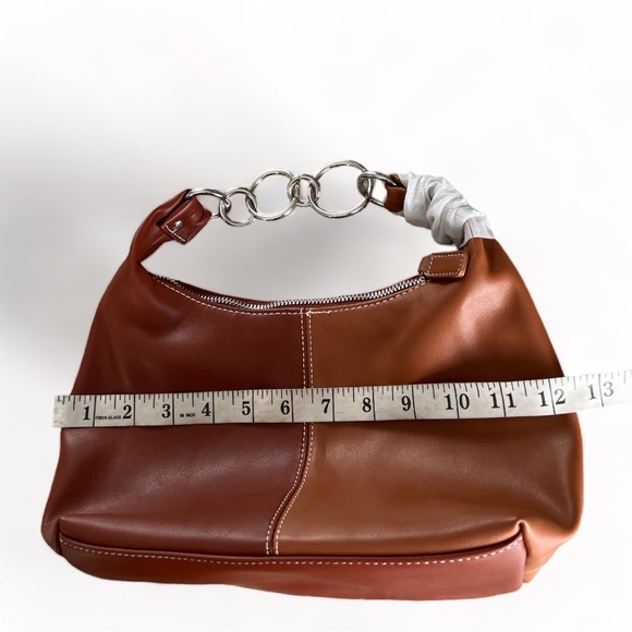 NWT URBAN OUTFITTERS Two Tone Brown Vegan Leather Handbag Purse Silver Accent - Picture 12 of 16